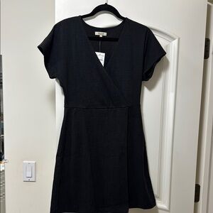Perfect Black Wrap Dress for casual or dressy- cotton linen blend, lightweight
